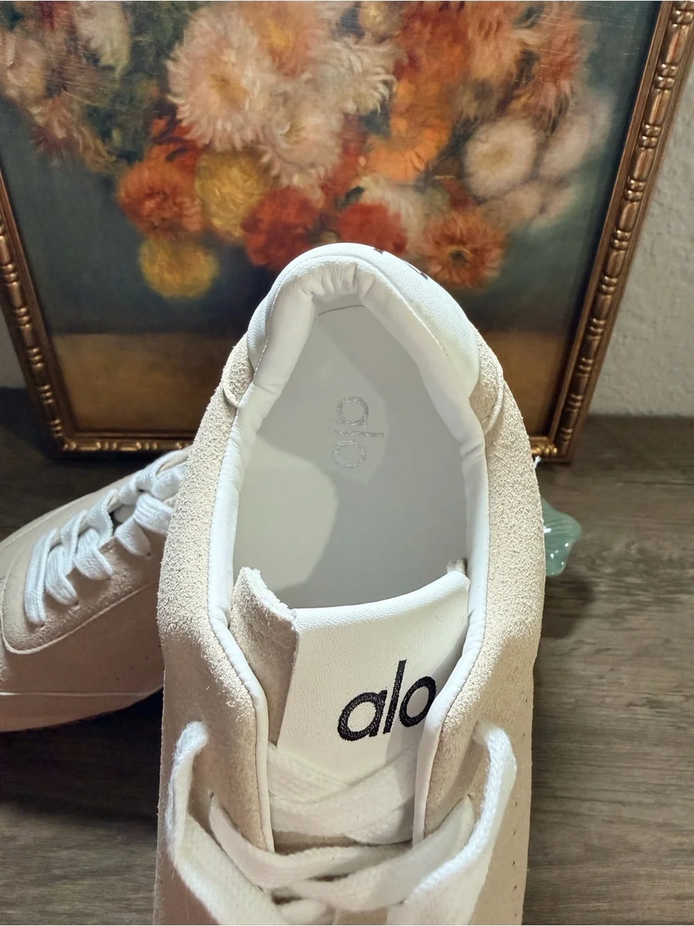 ALO Yoga Women's Beige Suede Lace-Up Sneaker